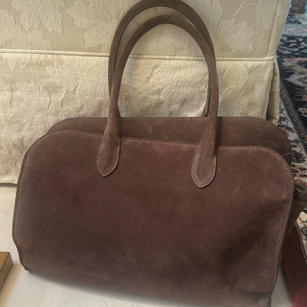 Viral Claudia Firenze Chocolate Suede Leather Tote Satchel Bag NWOT